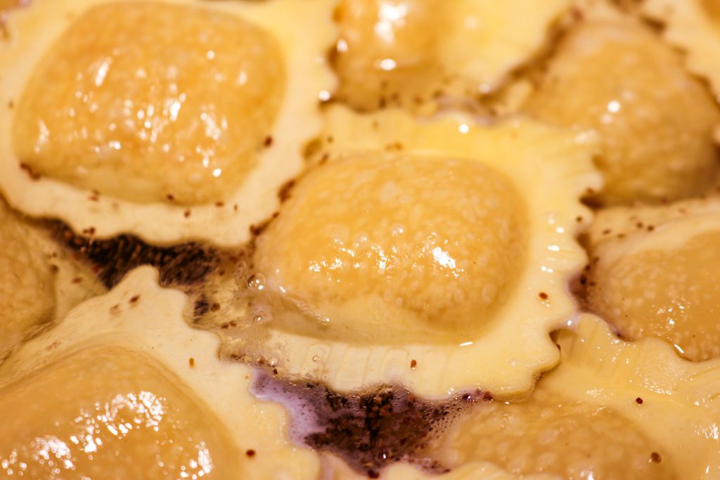 raviolis boiling in water