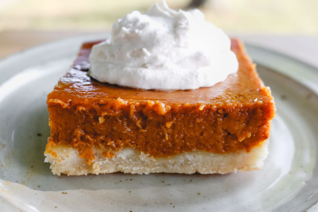 pumpkin pie bars with whipped cream 