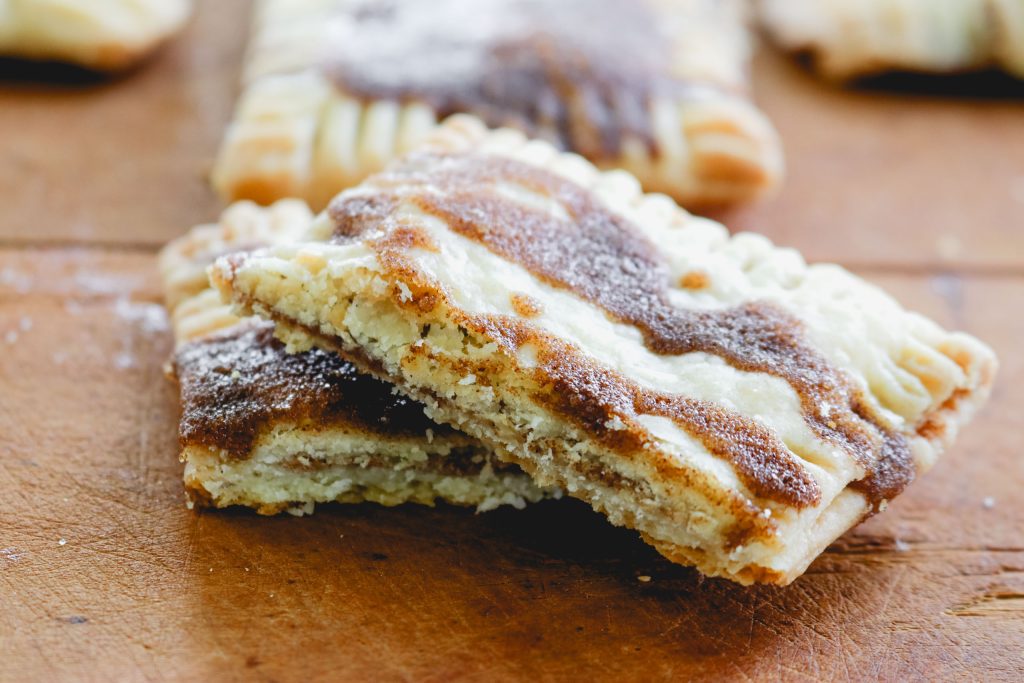 pop tart cut in half on counter