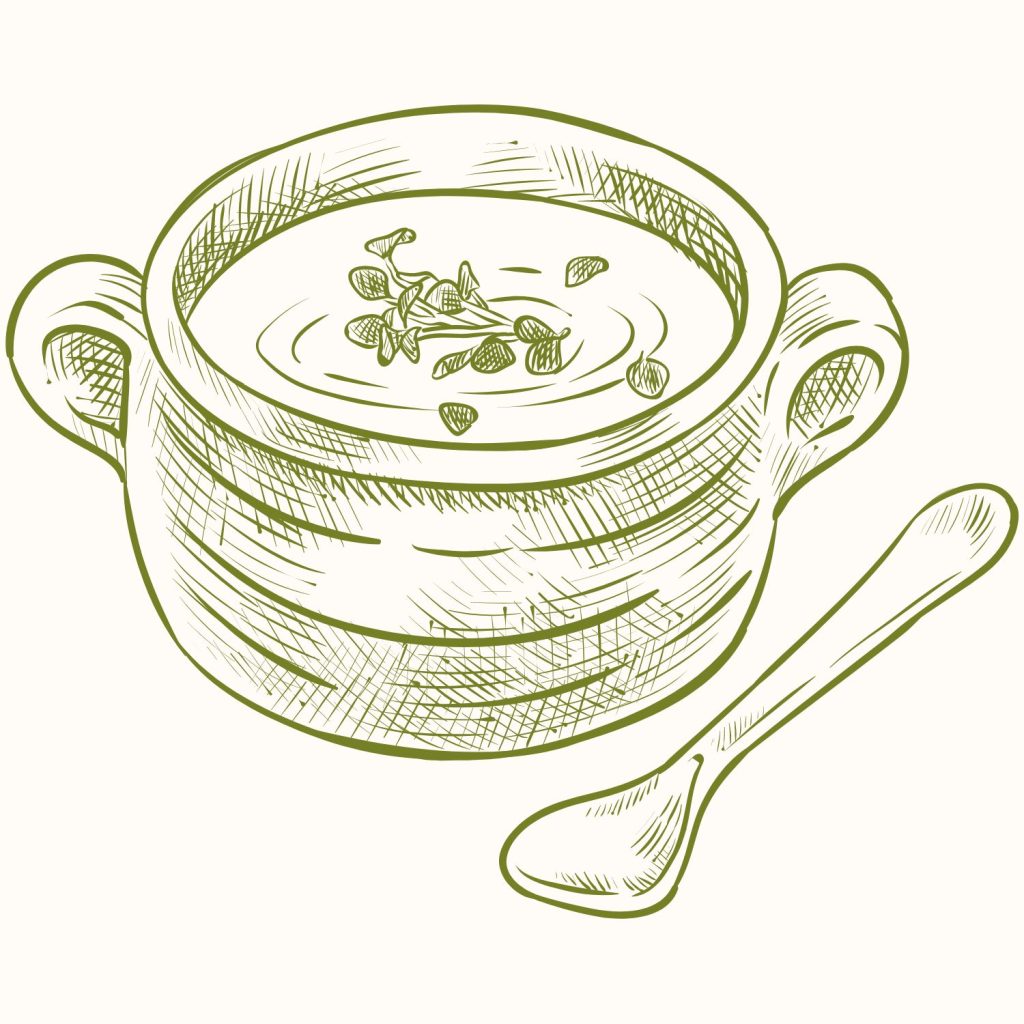 soup bowl drawing in green