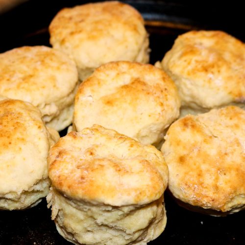 biscuits on a cast iron pan