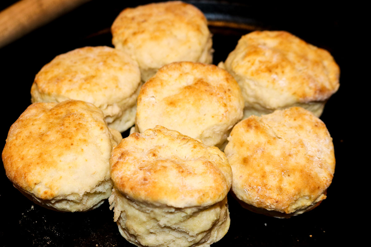 biscuits on a cast iron pan